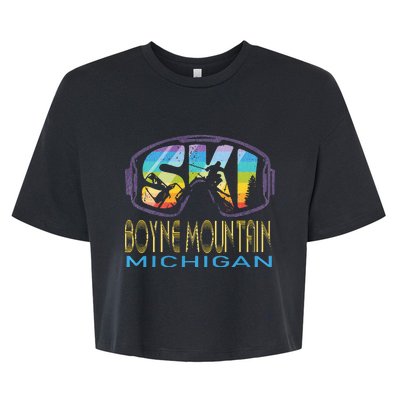 Ski Boyne Mountain Michigan Skiing Vacation Bella+Canvas Jersey Crop Tee