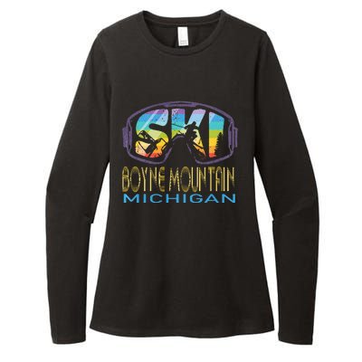 Ski Boyne Mountain Michigan Skiing Vacation Womens CVC Long Sleeve Shirt