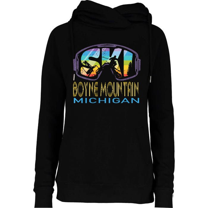 Ski Boyne Mountain Michigan Skiing Vacation Womens Funnel Neck Pullover Hood