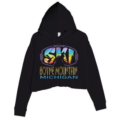 Ski Boyne Mountain Michigan Skiing Vacation Crop Fleece Hoodie