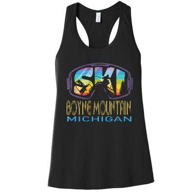 Ski Boyne Mountain Michigan Skiing Vacation Women's Racerback Tank