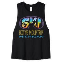 Ski Boyne Mountain Michigan Skiing Vacation Women's Racerback Cropped Tank