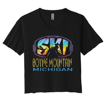 Ski Boyne Mountain Michigan Skiing Vacation Women's Crop Top Tee