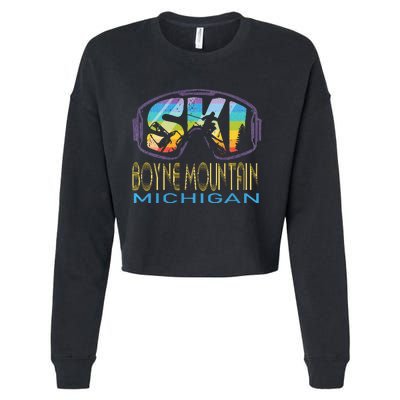 Ski Boyne Mountain Michigan Skiing Vacation Cropped Pullover Crew