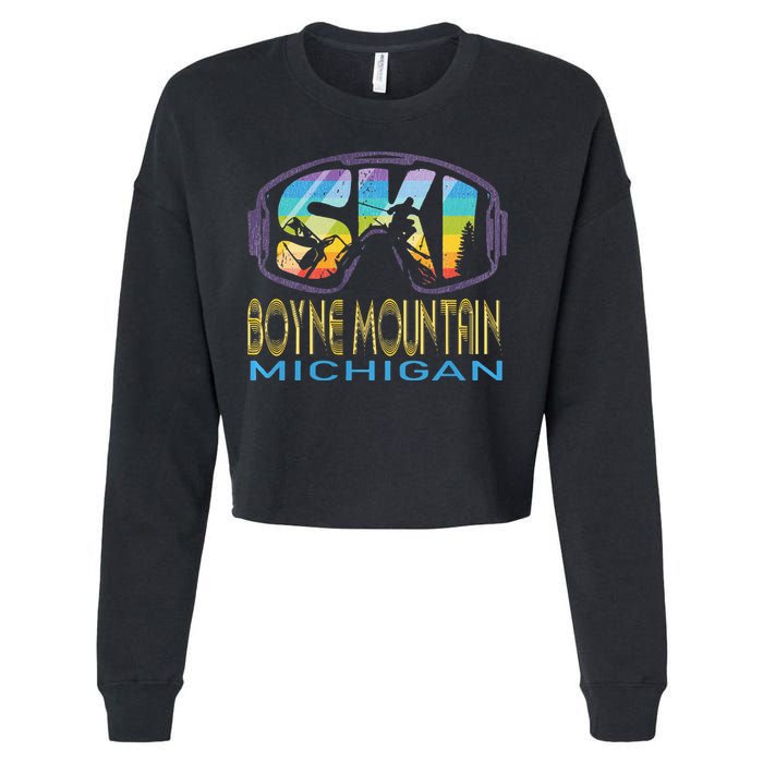 Ski Boyne Mountain Michigan Skiing Vacation Cropped Pullover Crew