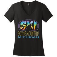 Ski Boyne Mountain Michigan Skiing Vacation Women's V-Neck T-Shirt