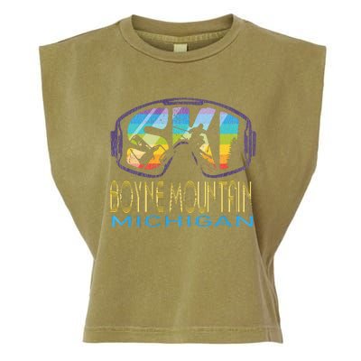 Ski Boyne Mountain Michigan Skiing Vacation Garment-Dyed Women's Muscle Tee