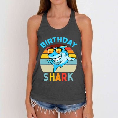 Shark Birthday Matching Family Women's Knotted Racerback Tank