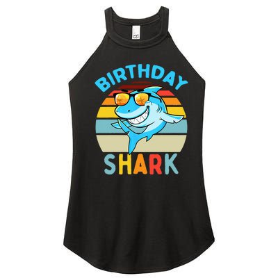 Shark Birthday Matching Family Women’s Perfect Tri Rocker Tank