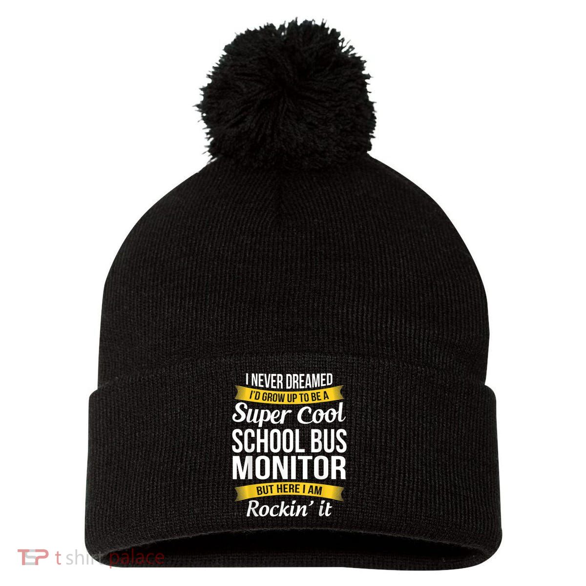 School Bus Monitor T Funny Pom Pom 12in Knit Beanie