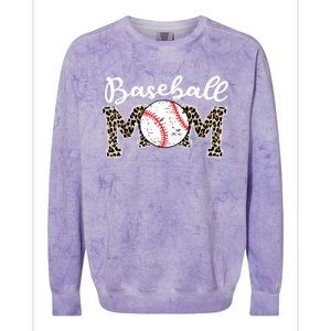 Softball Baseball Mom Leopard Tee Mother's Day Meaningful Gift Colorblast Crewneck Sweatshirt