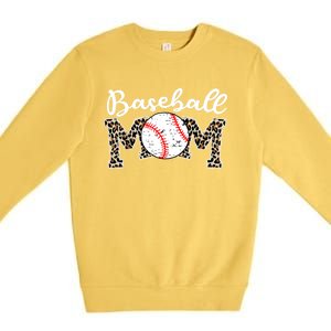 Softball Baseball Mom Leopard Tee Mother's Day Meaningful Gift Premium Crewneck Sweatshirt