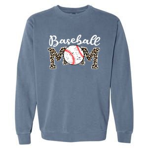 Softball Baseball Mom Leopard Tee Mother's Day Meaningful Gift Garment-Dyed Sweatshirt