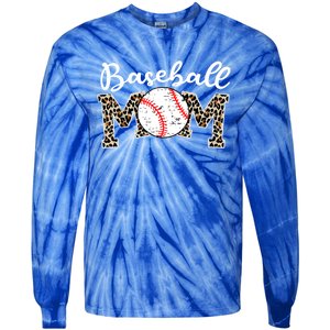 Softball Baseball Mom Leopard Tee Mother's Day Meaningful Gift Tie-Dye Long Sleeve Shirt