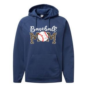 Softball Baseball Mom Leopard Tee Mother's Day Meaningful Gift Performance Fleece Hoodie