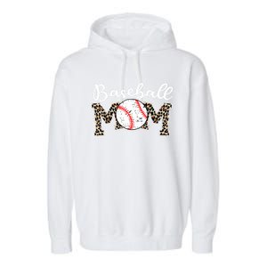 Softball Baseball Mom Leopard Tee Mother's Day Meaningful Gift Garment-Dyed Fleece Hoodie