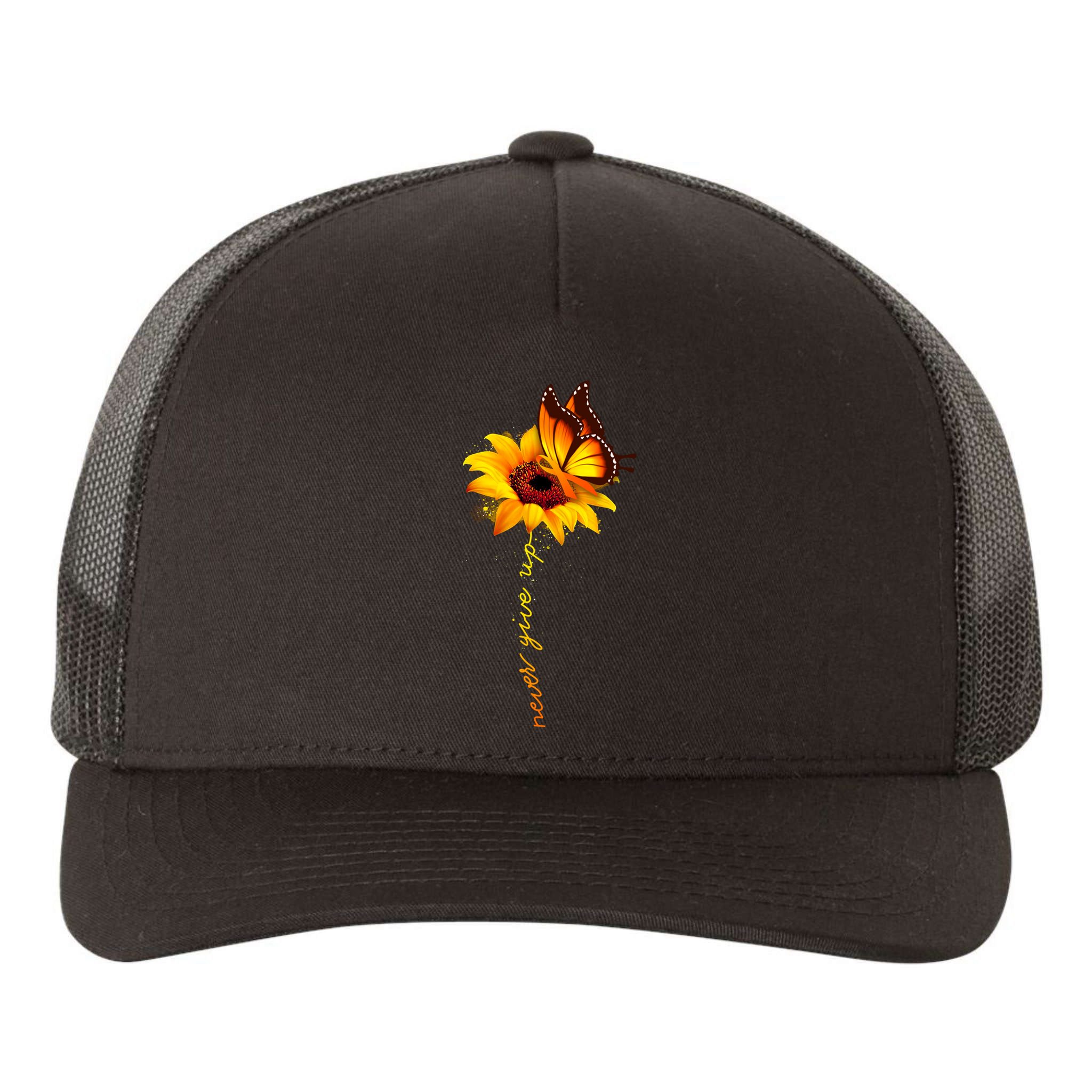 Sunflower Butterfly Multiple Sclerosis Awareness Ms Warrior Gift Yupoong Adult 5-Panel Trucker Hat