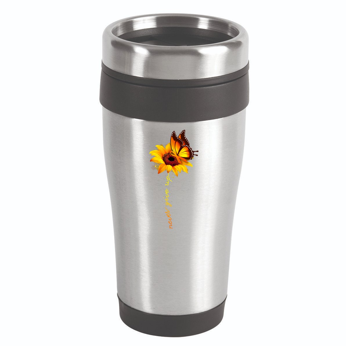 Sunflower Butterfly Multiple Sclerosis Awareness Ms Warrior Gift 16oz Travel Tumbler
