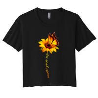 Sunflower Butterfly Multiple Sclerosis Awareness Ms Warrior Gift Women's Crop Top Tee