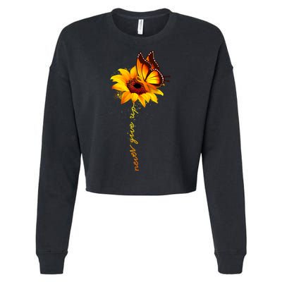Sunflower Butterfly Multiple Sclerosis Awareness Ms Warrior Gift Cropped Pullover Crew