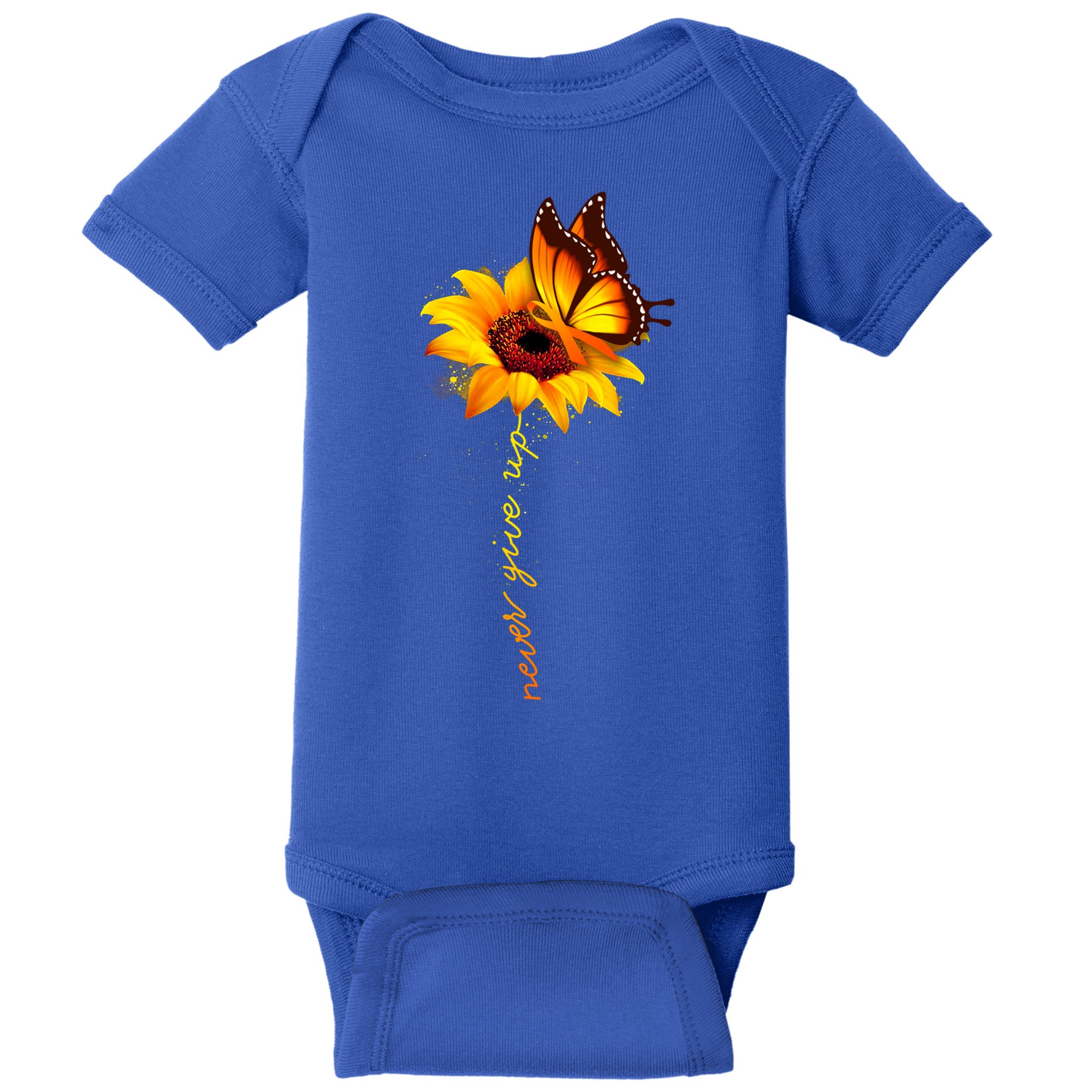 Sunflower Butterfly Multiple Sclerosis Awareness Ms Warrior Gift Baby Bodysuit