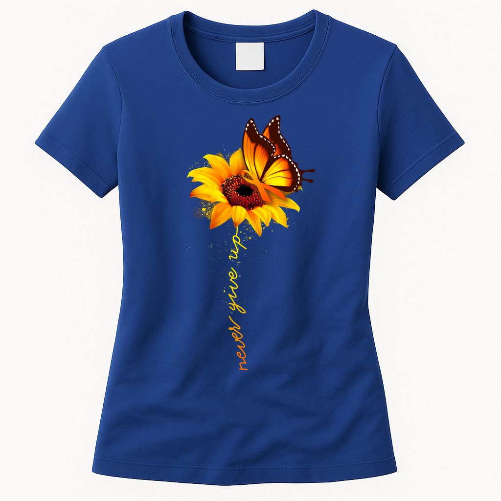 Sunflower Butterfly Multiple Sclerosis Awareness Ms Warrior Gift Womens T-Shirt