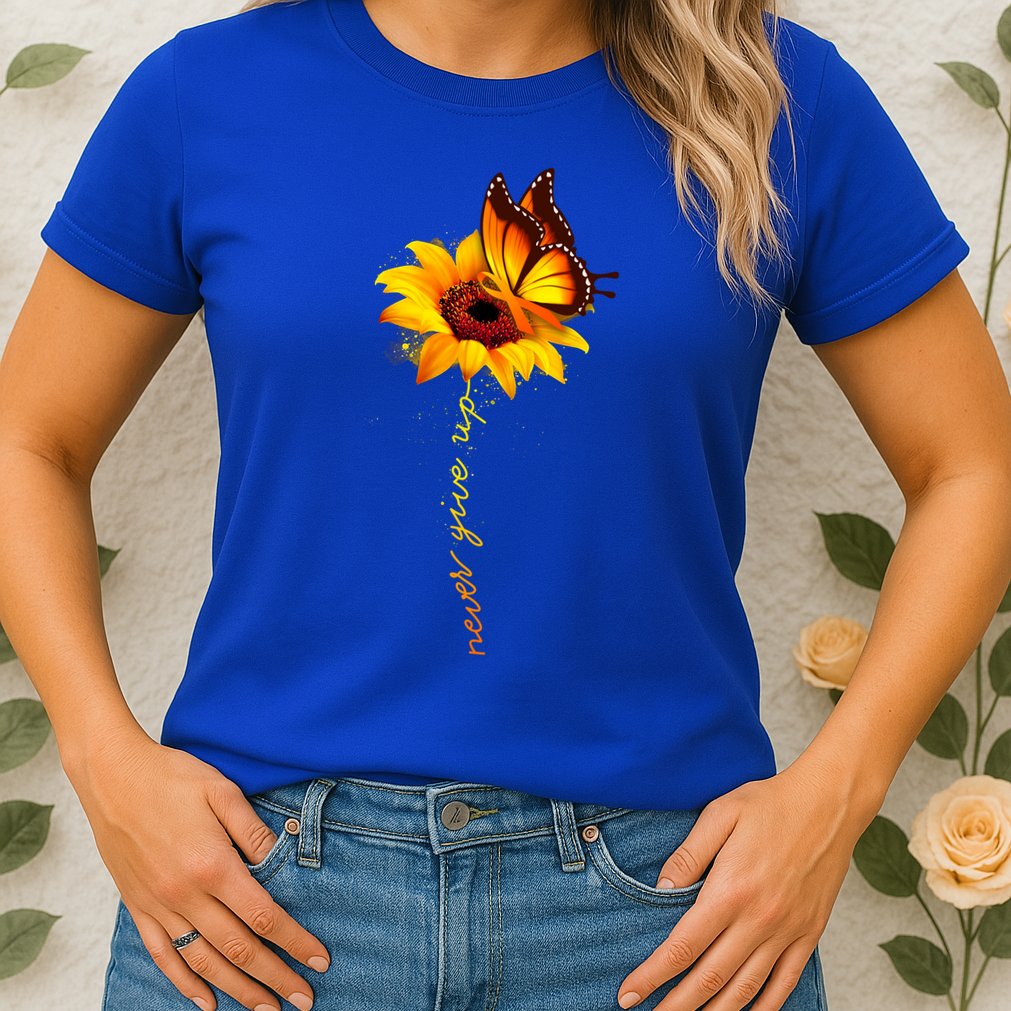 Sunflower Butterfly Multiple Sclerosis Awareness Ms Warrior Gift Womens T-Shirt