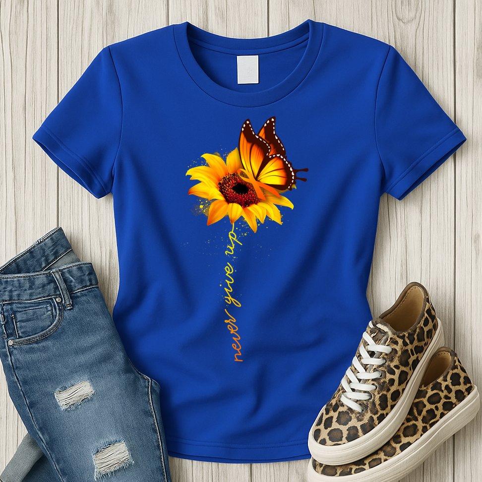 Sunflower Butterfly Multiple Sclerosis Awareness Ms Warrior Gift Womens T-Shirt