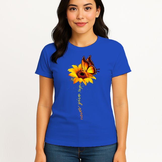 Sunflower Butterfly Multiple Sclerosis Awareness Ms Warrior Gift Womens T-Shirt