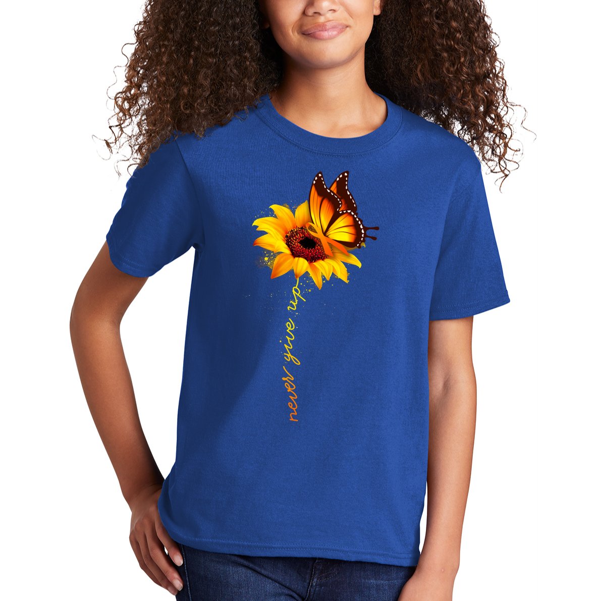 Sunflower Butterfly Multiple Sclerosis Awareness Ms Warrior Gift Kids T-Shirt