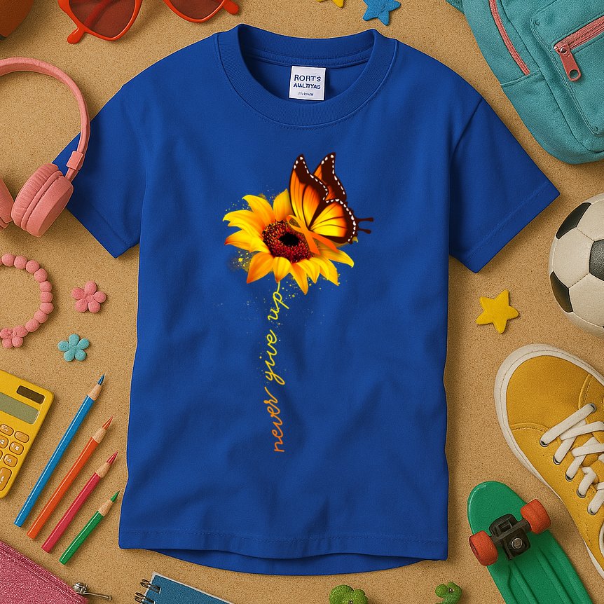 Sunflower Butterfly Multiple Sclerosis Awareness Ms Warrior Gift Kids T-Shirt
