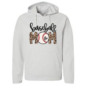 Softball Baseball Mom Leopard Tee Mother's Day Performance Fleece Hoodie