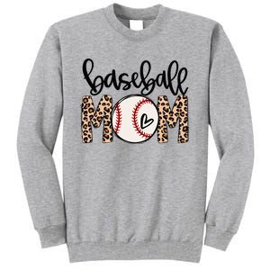 Softball Baseball Mom Leopard Tee Mother's Day Tall Sweatshirt