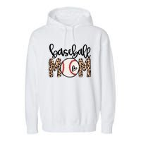 Softball Baseball Mom Leopard Tee Mother's Day Garment-Dyed Fleece Hoodie