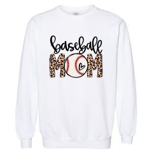 Softball Baseball Mom Leopard Tee Mother's Day Garment-Dyed Sweatshirt