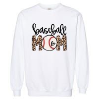 Softball Baseball Mom Leopard Tee Mother's Day Garment-Dyed Sweatshirt