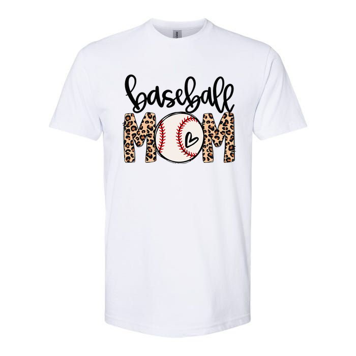 Softball Baseball Mom Leopard Tee Mother's Day Softstyle CVC T-Shirt