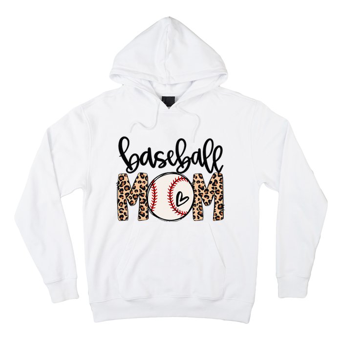 Softball Baseball Mom Leopard Tee Mother's Day Hoodie