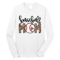 Softball Baseball Mom Leopard Tee Mother's Day Long Sleeve Shirt