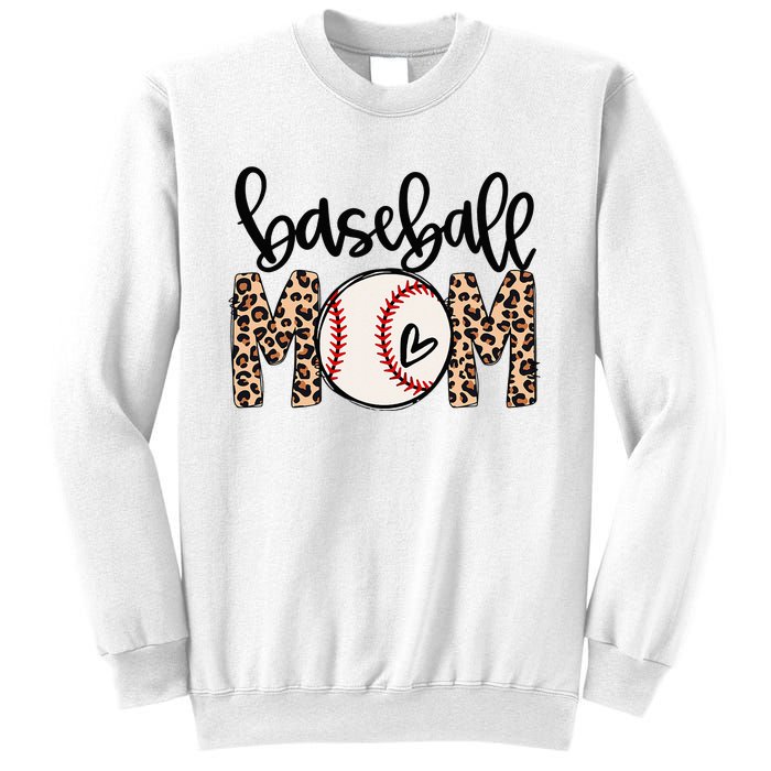 Softball Baseball Mom Leopard Tee Mother's Day Sweatshirt