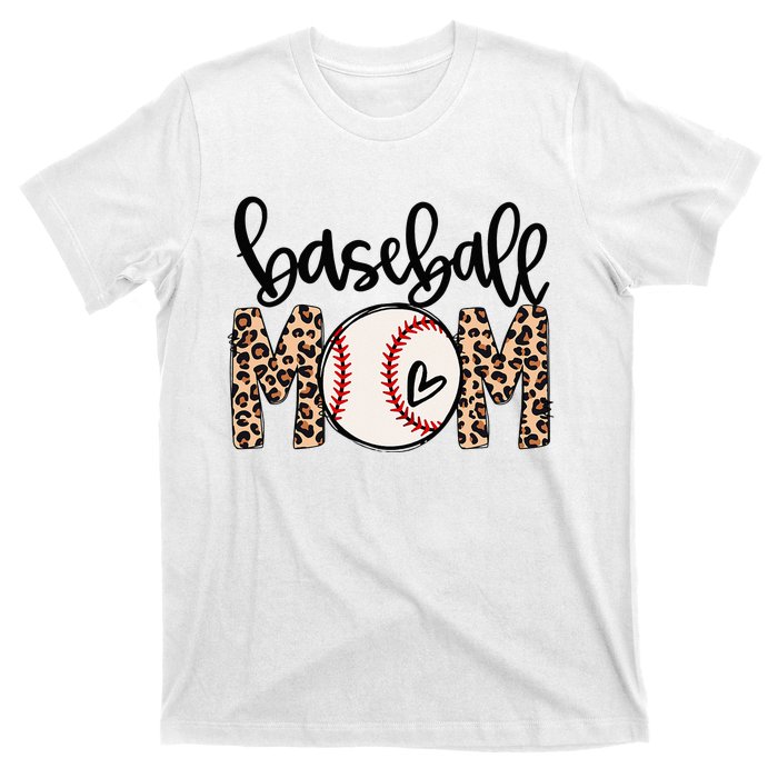 Softball Baseball Mom Leopard Tee Mother's Day T-Shirt