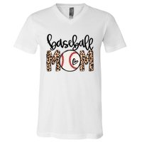 Softball Baseball Mom Leopard Tee Mother's Day V-Neck T-Shirt