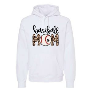 Softball Baseball Mom Leopard Tee Mother's Day Premium Hoodie