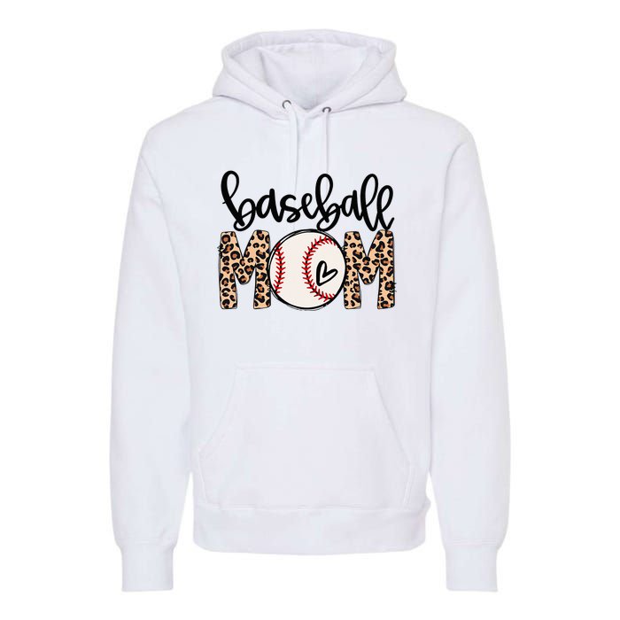 Softball Baseball Mom Leopard Tee Mother's Day Premium Hoodie