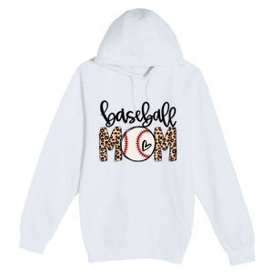 Softball Baseball Mom Leopard Tee Mother's Day Premium Pullover Hoodie