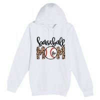 Softball Baseball Mom Leopard Tee Mother's Day Premium Pullover Hoodie