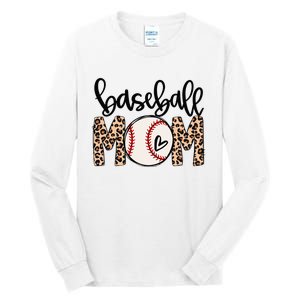 Softball Baseball Mom Leopard Tee Mother's Day Tall Long Sleeve T-Shirt