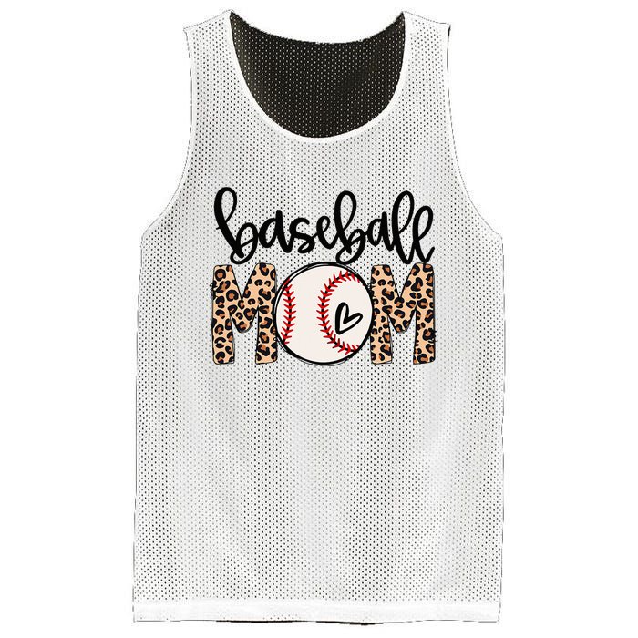 Softball Baseball Mom Leopard Tee Mother's Day Mesh Reversible Basketball Jersey Tank