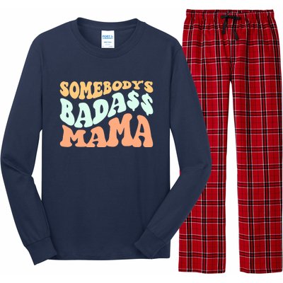 Somebody's Badass Mama Retro Wavy Groovy Vintage Long Sleeve Pajama Set