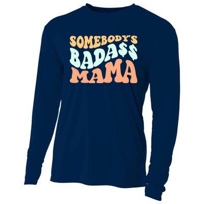 Somebody's Badass Mama Retro Wavy Groovy Vintage Cooling Performance Long Sleeve Crew